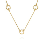 14K Yellow Plain Gold Bujukan Link Chain Station Necklace - NK7983Y4JJ-Gabriel & Co.-Renee Taylor Gallery