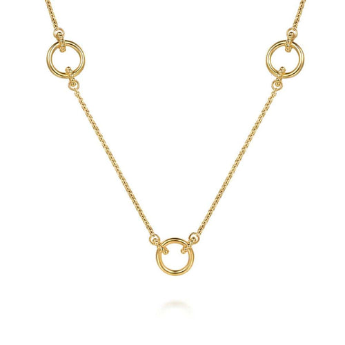 14K Yellow Plain Gold Bujukan Link Chain Station Necklace - NK7983Y4JJ-Gabriel & Co.-Renee Taylor Gallery