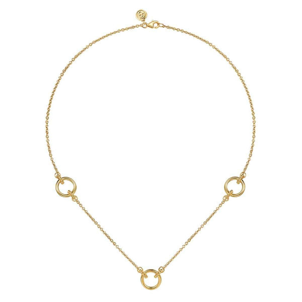 14K Yellow Plain Gold Bujukan Link Chain Station Necklace - NK7983Y4JJ ...