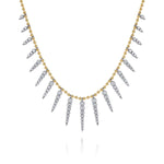 14K White & Yellow Gold Bead Chain Bujukan and Diamond Spike Droplet Necklace – NK8079M45JJ-Gabriel & Co.-Renee Taylor Gallery