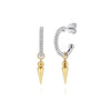 14K White & Yellow Gold Bujukan Bullet and Diamond Huggie Drop Earrings – EG15582M45JJ-Gabriel & Co.-Renee Taylor Gallery