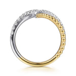14K White & Yellow Gold Bujukan and RD Diamond Double Row Bypass Ring Bujukan Collection - LR52989M45JJ-Gabriel & Co.-Renee Taylor Gallery