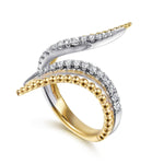 14K White & Yellow Gold Bujukan and RD Diamond Double Row Bypass Ring Bujukan Collection - LR52989M45JJ-Gabriel & Co.-Renee Taylor Gallery