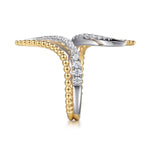 14K White & Yellow Gold Bujukan and RD Diamond Double Row Bypass Ring Bujukan Collection - LR52989M45JJ-Gabriel & Co.-Renee Taylor Gallery