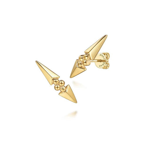 14K Yellow Gold Bujukan Clover and Triangle Pyramid Ear Climber Earrings - EG15583Y4JJ-Gabriel & Co.-Renee Taylor Gallery