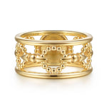14K Yellow Gold Bujukan Link and Bullet Wide Band Ring – LR52991Y4JJ-Gabriel & Co.-Renee Taylor Gallery