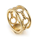 14K Yellow Gold Bujukan Link and Bullet Wide Band Ring – LR52991Y4JJ-Gabriel & Co.-Renee Taylor Gallery