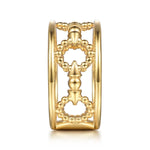 14K Yellow Gold Bujukan Link and Bullet Wide Band Ring – LR52991Y4JJ-Gabriel & Co.-Renee Taylor Gallery