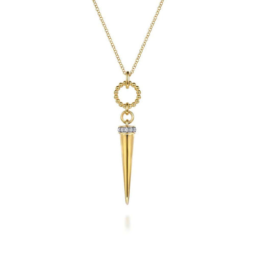 14K Yellow Gold Bujukan Link and Diamond Bullet Drop Necklace – NK8086Y45JJ-Gabriel & Co.-Renee Taylor Gallery