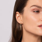 14K Yellow Gold Bujukan Link and Diamond Bullet Stud Drop Earrings – EG15591Y45JJ-Gabriel & Co.-Renee Taylor Gallery