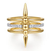 14K Yellow Gold Bujukan Spike and Diamond Easy Stackable Ring - LR52996Y45JJ-Gabriel & Co.-Renee Taylor Gallery