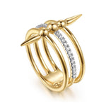 14K Yellow Gold Bujukan Spike and Diamond Easy Stackable Ring - LR52996Y45JJ-Gabriel & Co.-Renee Taylor Gallery