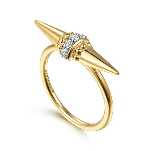 14K Yellow Gold Bujukan and Diamond Bullet Fashion Ring – LR52995Y45JJ-Gabriel & Co.-Renee Taylor Gallery