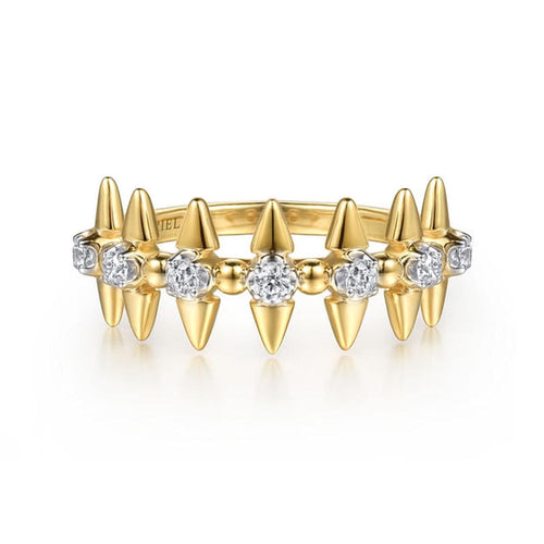 14K Yellow Gold Bujukan and Diamond Bullet Stackable Ring – LR52993Y45JJ-Gabriel & Co.-Renee Taylor Gallery