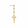 14K Yellow Gold Bujukan and Pave Diamond Cross Stud Drop Single Earring - EGS15497Y45JJ-Gabriel & Co.-Renee Taylor Gallery