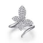 14K White Gold Diamond Butterfly RD Bypass Ring Lusso Collection - LR52883W45JJ-Gabriel & Co.-Renee Taylor Gallery