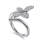 14K White Gold Diamond Butterfly RD Bypass Ring Lusso Collection - LR52883W45JJ-Gabriel & Co.-Renee Taylor Gallery