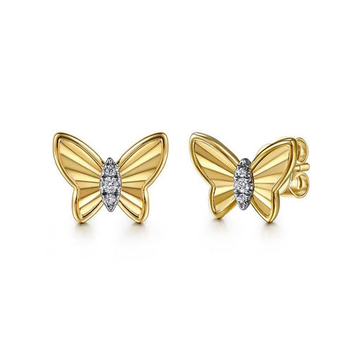 14K Yellow Gold Diamond Butterfly Stud Earrings – EG15168Y45JJ-Gabriel & Co.-Renee Taylor Gallery