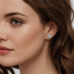 Byzantine Flower 18K White Yellow Gold Graduating Diamond Floral Stud Earrings – EG15412M84JJ-Gabriel & Co.-Renee Taylor Gallery