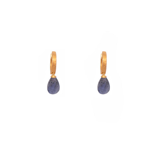 Tanzanite 24K Gold Vermeil Huggie Earrings-Joyla-Renee Taylor Gallery