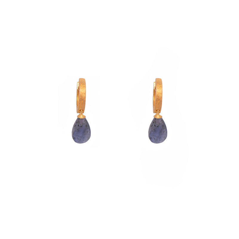 Tanzanite 24K Gold Vermeil Huggie Earrings-Joyla-Renee Taylor Gallery