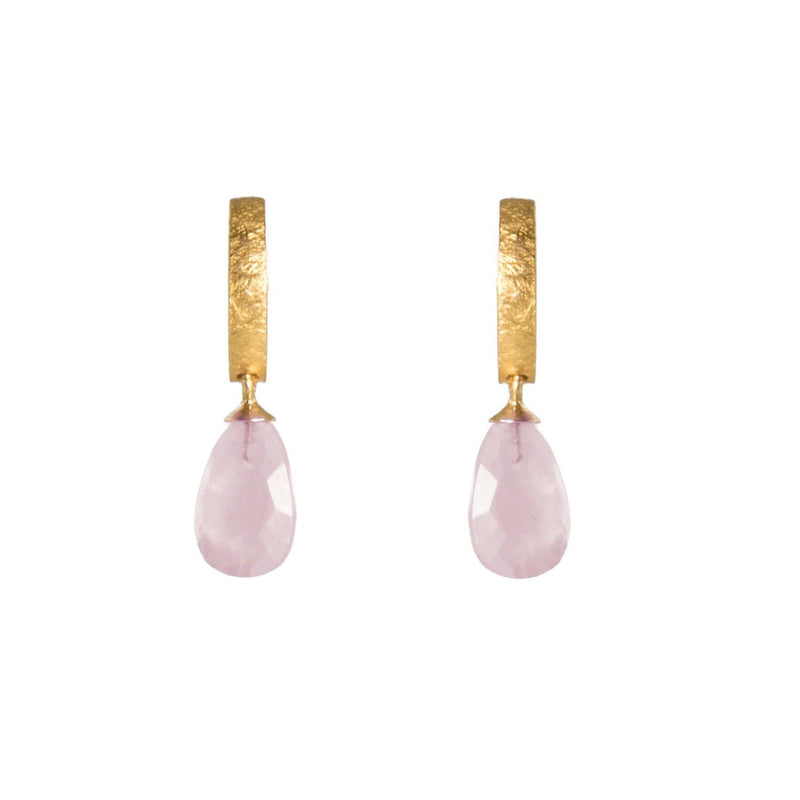 Rose Quartz 24K Gold Vermeil Huggie Earrings-Joyla-Renee Taylor Gallery