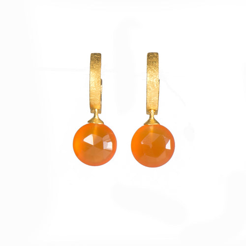 Carnelian Teardrop Matte Huggie 24K Gold Vermeil Earrings-Joyla-Renee Taylor Gallery