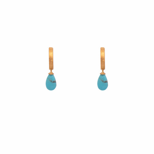 Huggies Turquoise 24K Gold Vermeil Huggie Earrings-Joyla-Renee Taylor Gallery