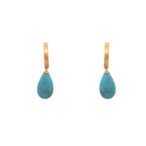 Turquoise 24K Gold Vermeil Huggie Earrings-Joyla-Renee Taylor Gallery