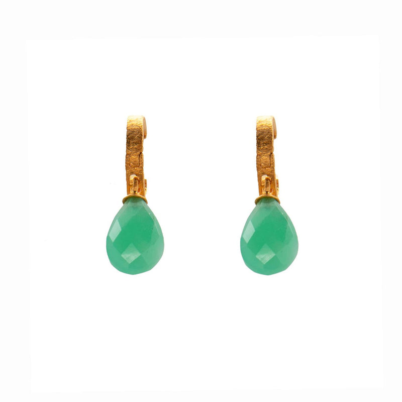 Chrysoprase 24K Gold Vermeil Huggie Earrings-Joyla-Renee Taylor Gallery