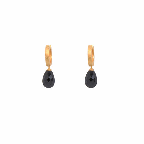 Black Spinell 24K Gold Vermeil Huggie Earrings-Joyla-Renee Taylor Gallery