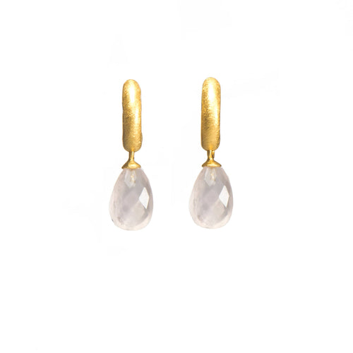 Aceted Rose Quartz 24K Gold Vermeil Huggie Earrings-Joyla-Renee Taylor Gallery