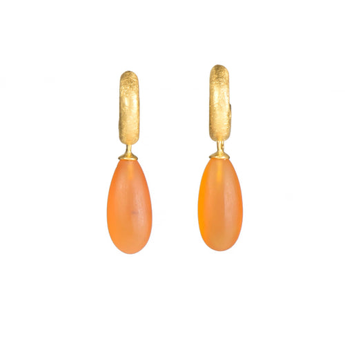 Carnelian Round Matte Huggie 24K Gold Vermeil Earrings-Joyla-Renee Taylor Gallery