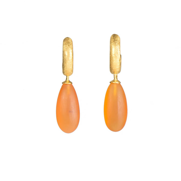 Carnelian Round Matte Huggie 24K Gold Vermeil Earrings C03-0711M-Joyla-Renee Taylor Gallery