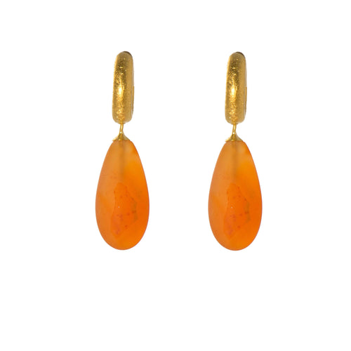Matte Carnelian Drop 24K Gold Vermeil Earrings-Joyla-Renee Taylor Gallery