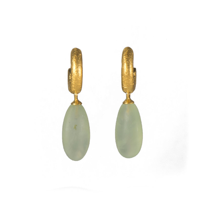 Matt Prehnite 24K Gold Vermeil Huggie Drop Earrings-Joyla-Renee Taylor Gallery