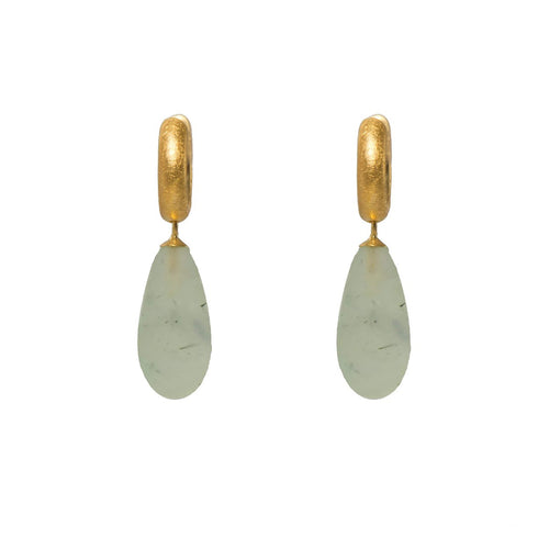 Matt Prehnite 24K Gold Vermeil Huggie Oval Drop Earrings-Joyla-Renee Taylor Gallery