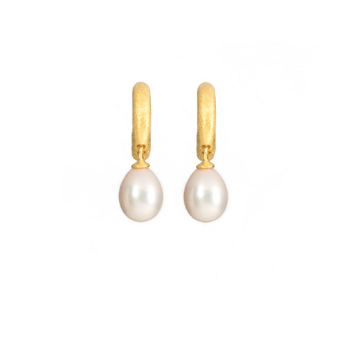 Natural Pearl 24K Gold Vermeil Huggie Earrings-Joyla-Renee Taylor Gallery