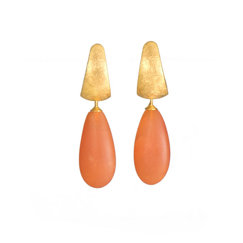 Matte Carnelian 24K Gold Vermeil Huggie Earrings-Joyla-Renee Taylor Gallery