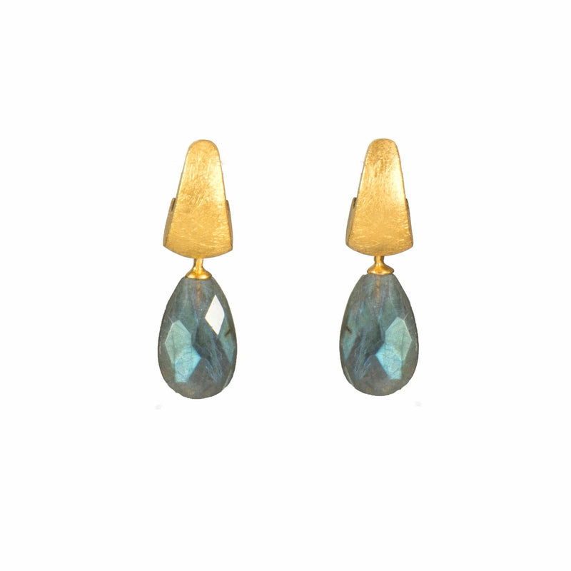 Faceted Labradorite 24K Gold Vermeil Huggie Earrings-Joyla-Renee Taylor Gallery