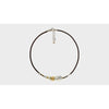 3 mm Leather Necklace with Handmade Gold Elements, Silver, Freshwater Pearls and Baroque Pearl - C2053-Misani Milano-Renee Taylor Gallery