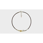 3 mm Leather Necklace with Handmade Gold Elements, Silver, Freshwater Pearls and Baroque Pearl - C2053-Misani Milano-Renee Taylor Gallery
