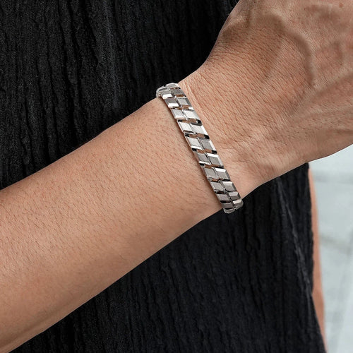 10mm 925 Sterling Silver Herringbone Men's Bracelet - TBM2122SVJJJ-Gabriel & Co.-Renee Taylor Gallery