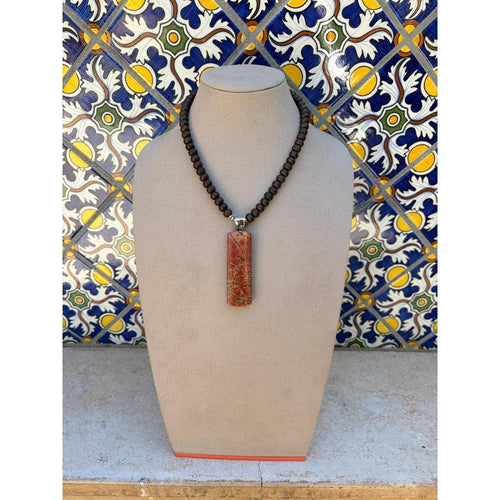 Red Creek Jasper & Brown Glass Bead Necklace-Carol Kahn-Renee Taylor Gallery