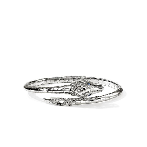 Naga Silver Diamond Pavé with Sapphires Cuff - CBP603682BSPDIXM-John Hardy-Renee Taylor Gallery