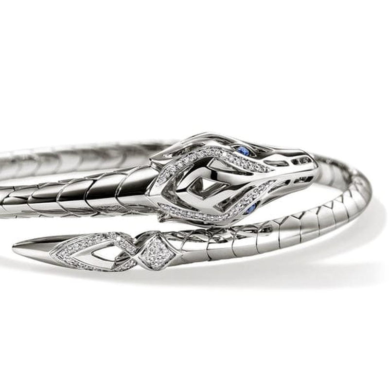 Naga Silver Diamond Pavé with Sapphires Cuff - CBP603682BSPDIXM-John Hardy-Renee Taylor Gallery