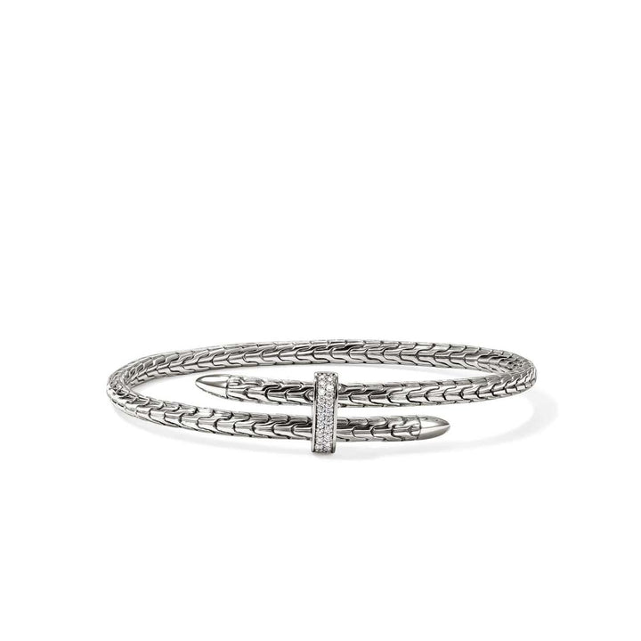 Spear Flex Cuff, Sterling Silver, Diamonds, 4MM - CBP987872DI-John Hardy-Renee Taylor Gallery