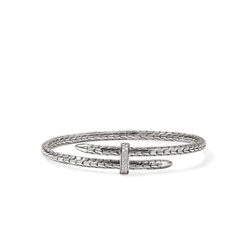 Spear Flex Cuff, Sterling Silver, Diamonds, 4MM - CBP987872DI-John Hardy-Renee Taylor Gallery
