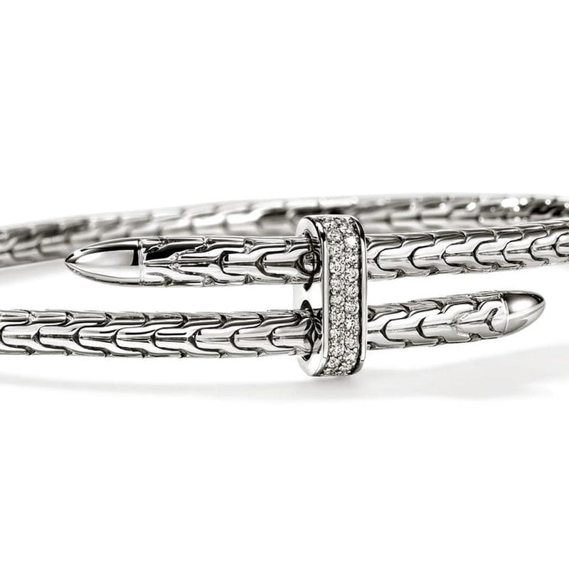 Spear Flex Cuff, Sterling Silver, Diamonds, 4MM - CBP987872DI-John Hardy-Renee Taylor Gallery