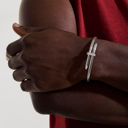 Spear Flex Cuff, Sterling Silver, Diamonds, 4MM - CBP987872DI-John Hardy-Renee Taylor Gallery